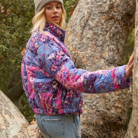 NWOT Floral Quilted Puffer Jacket - Picture 1 of 10